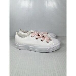Size 8 Converse Chuck Taylor All Star Lift Ox Crochet Laces White Pink A14830C